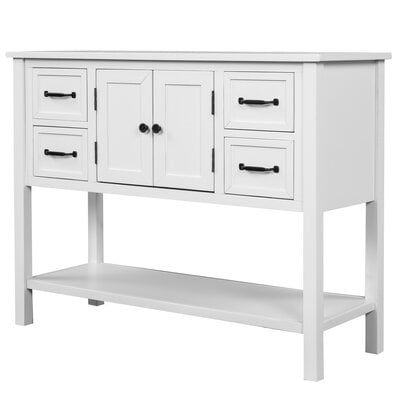 43'' Modern Console Table Sofa Table For Living Room With 4 Drawers, 1 Cabinet And 1 Shelf - Image 0