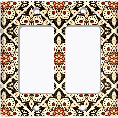 Metal Light Switch Plate Outlet Cover (Small White Bundle Mandala Flowers Tile   - Double Rocker) - Image 0