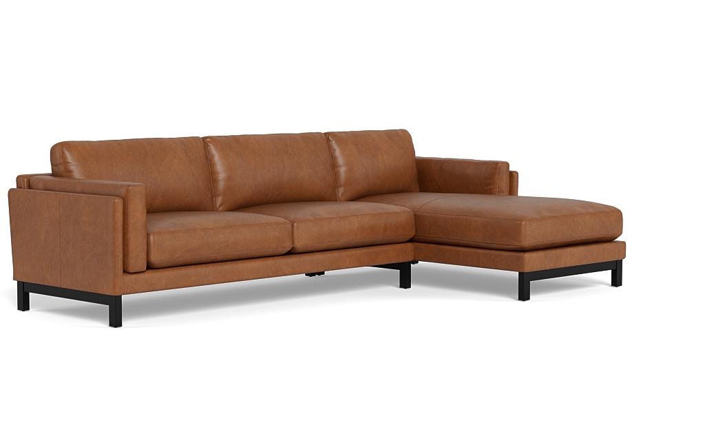 Gaby Leather 3-Seat Right Chaise Sectional - Image 1
