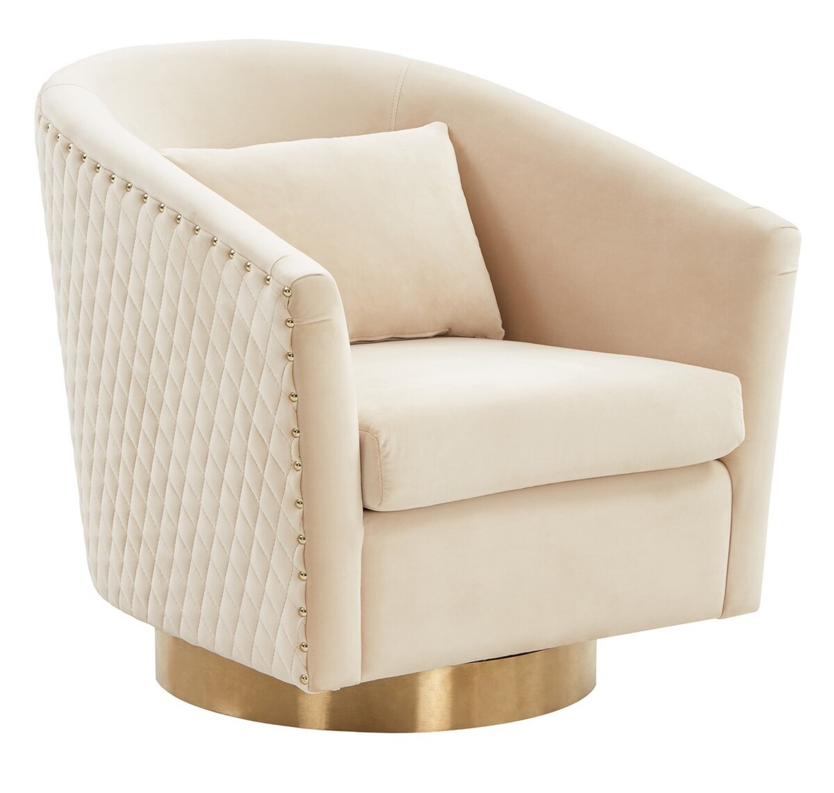 Clara Quilted Swivel Tub Chair - Cream - Image 3