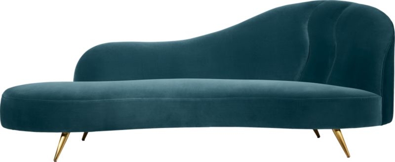 Copine Peacock Velvet Curved Chaise Lounge - Image 2