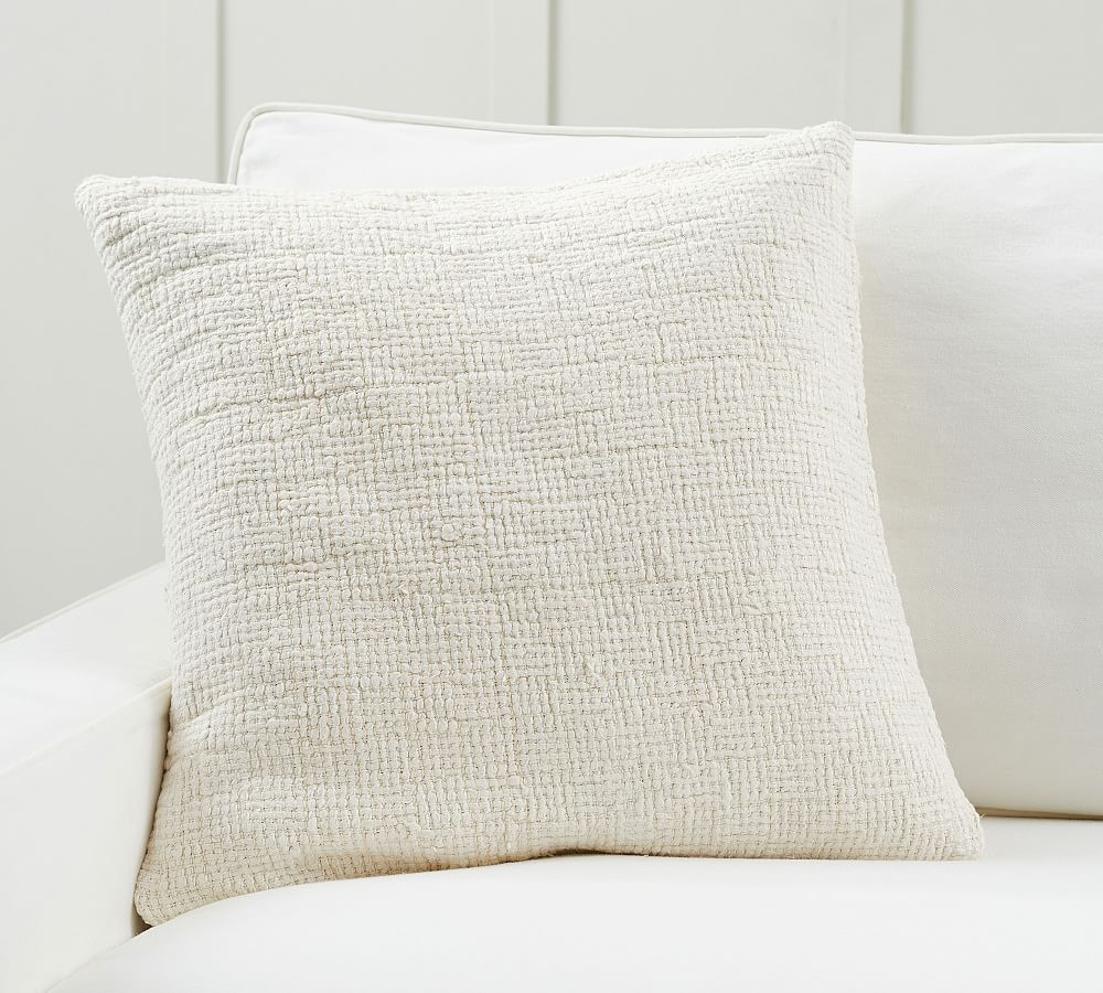 Ivy Linen Textured Pillow Cover, 22 x 22", Ivory - Image 0