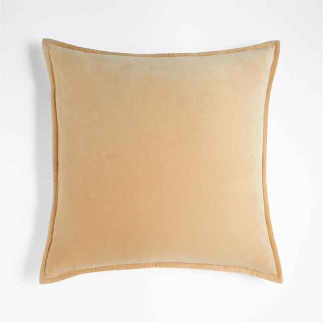 Organic Peach 20" Washed Cotton Velvet Pillow Cover - Image 0