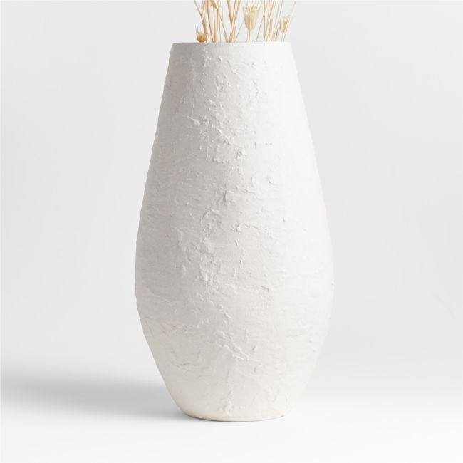 White Textured Ceramic Vase 17" - Image 0