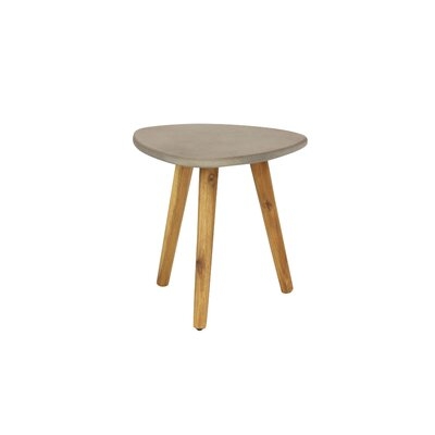 16" X 16" Small Mid-Century Wood & Gray Outdoor Accent Table - Image 0