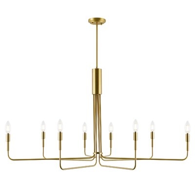 Brushed Brass Sola 8-Light Candle Style Modern Linear Chandelier, Brushed Brass - Image 0