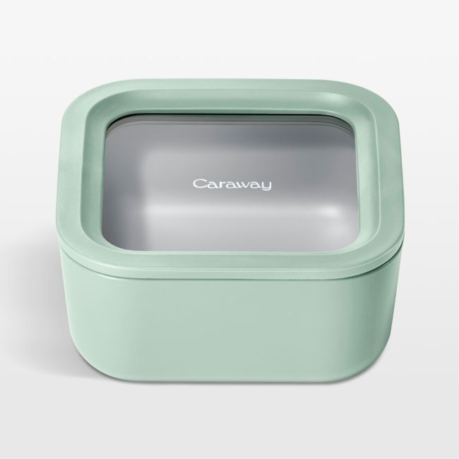 Caraway ® Mist 4.4-Cup Square Non-Stick Glass Food Storage Container with Lid - Image 0