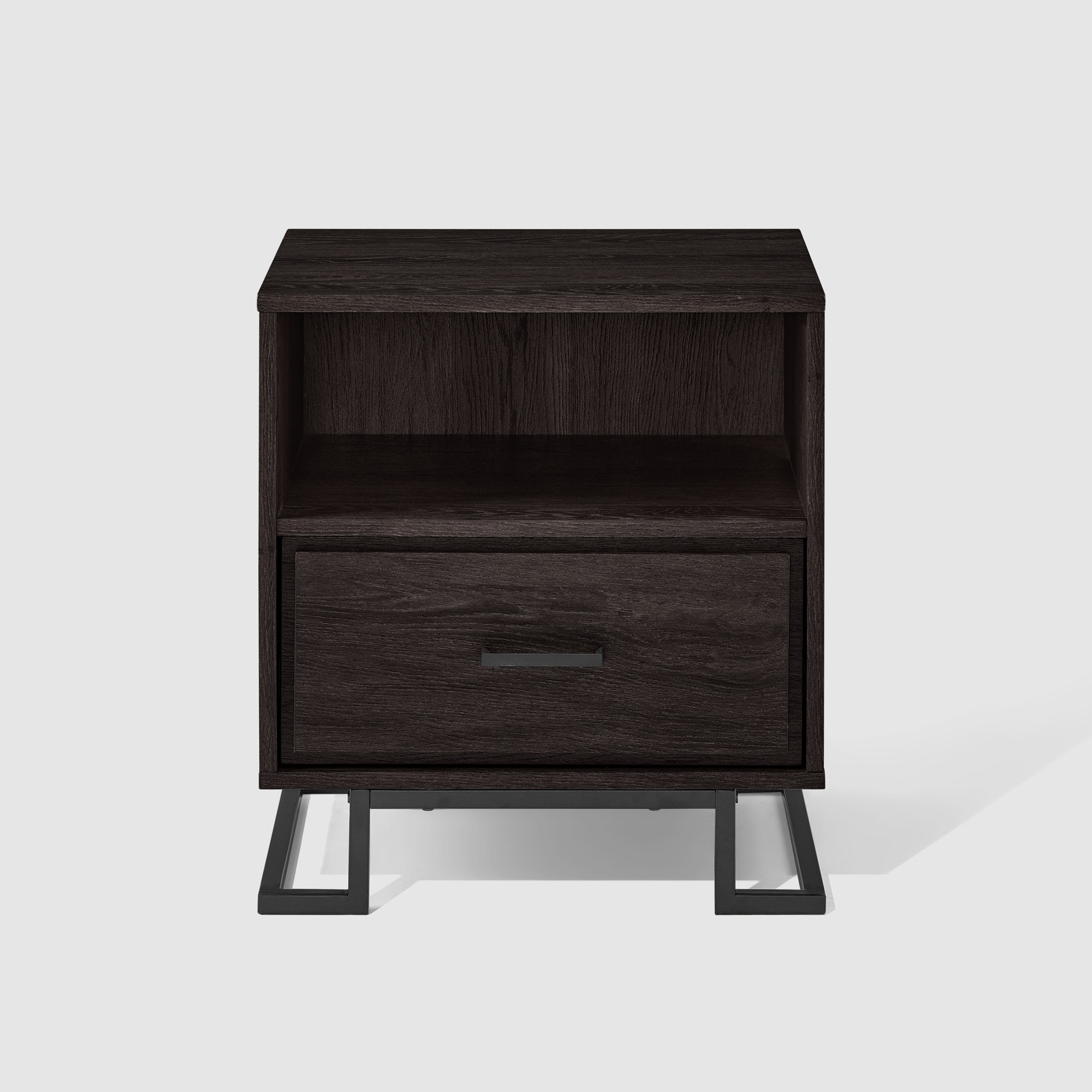 20" Contemporary Metal and Wood Night Stand with One-Drawer - Charcoal - Image 1