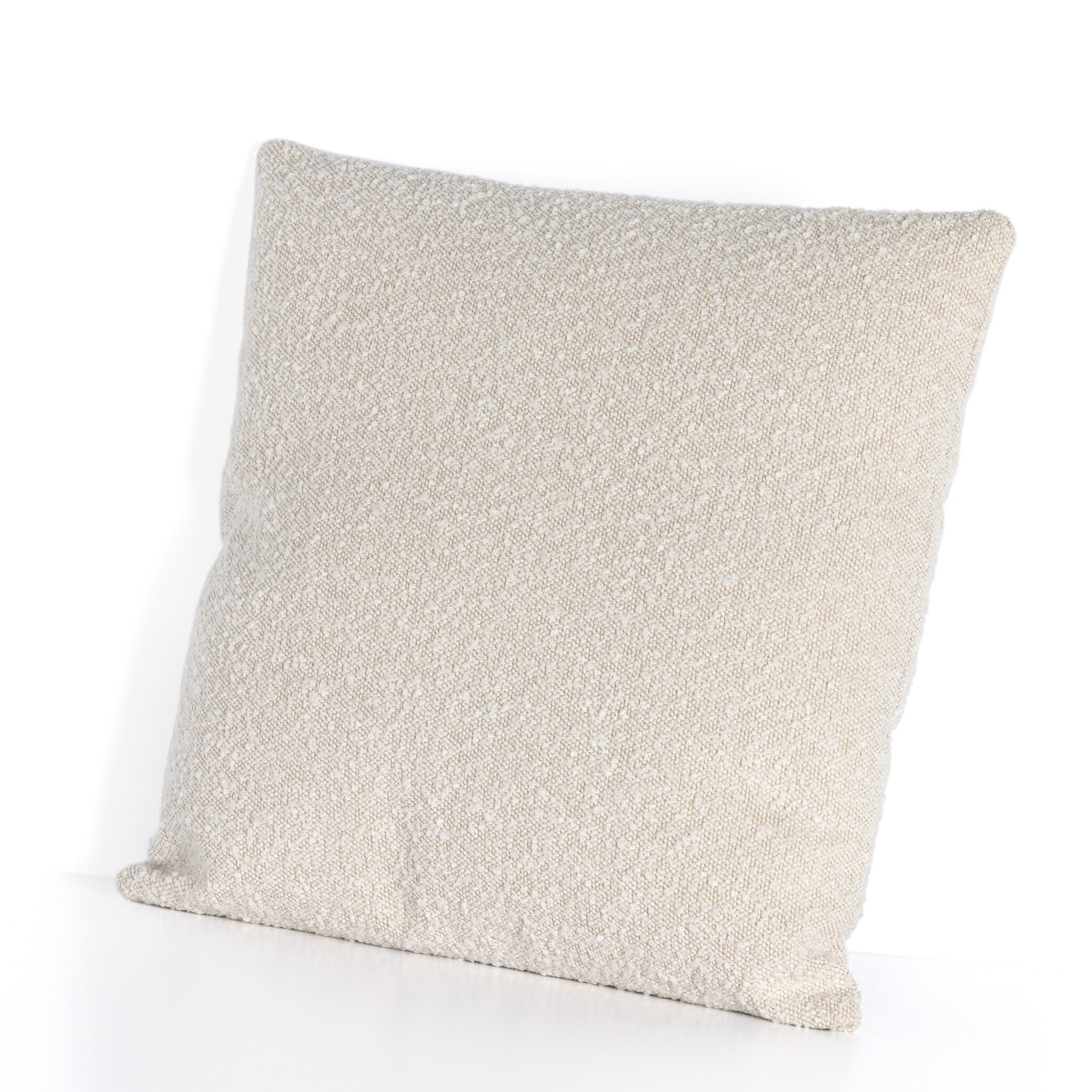 Boucle and Leather Pillow - Knoll Natural - Image 5