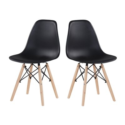 Light Gray Simple Fashion Leisure Plastic Chair Environmental Protection PP Material Thickened Seat Surface Solid Wood Leg Dressing Stool Restaurant Outdoor Cafe Chair Set Of 2 - Image 0