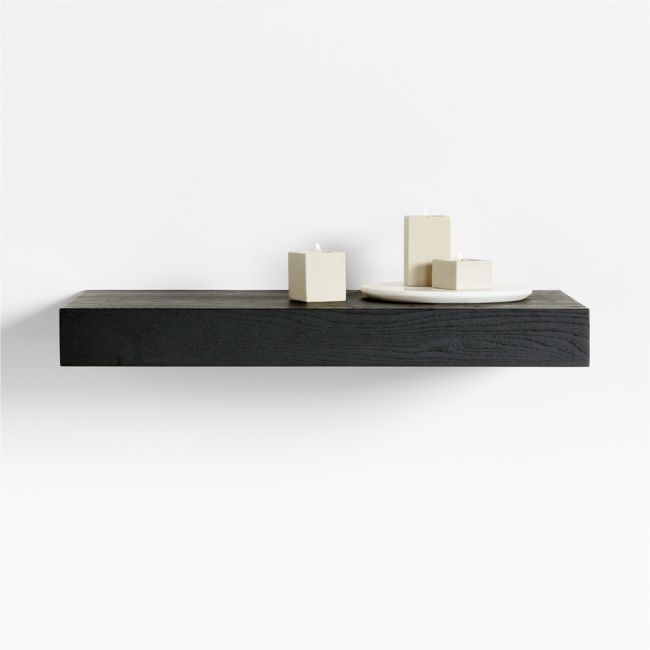Black Elm Wood Floating Shelf 24" - Image 0