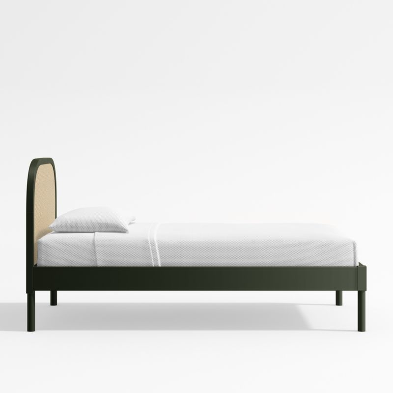 Maren Olive Green Cane Wood Kids Twin Bed - Image 1