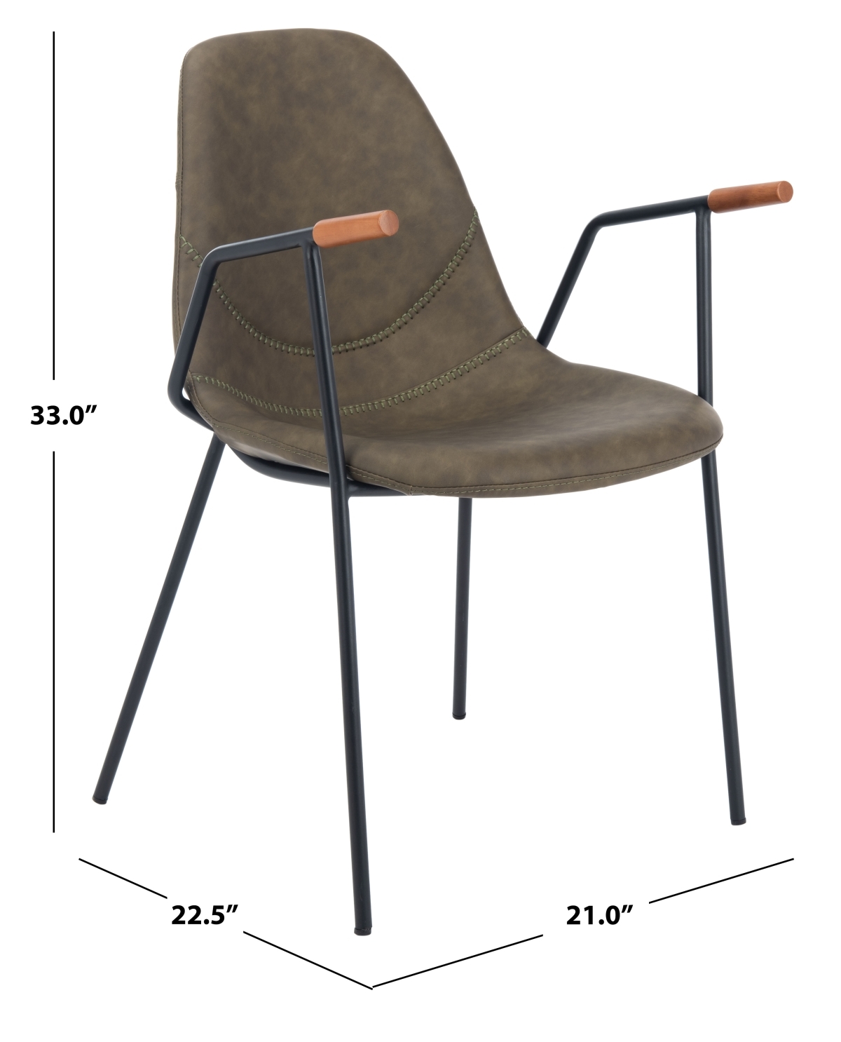 Tanner Midcentury Dining Chair - Olive / Black - Safavieh - Image 5