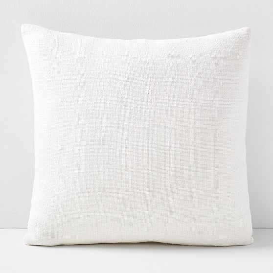 Silk Handloomed Pillow Cover with Down Alternative Insert, Stone White, 20"x20" - Image 0