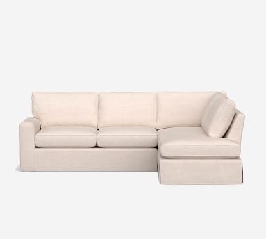 Pearce Square Arm Slipcovered Left Loveseat Return Bumper Sectional, Down Blend Wrapped Cushions, Performance Slub Cotton White - Image 1
