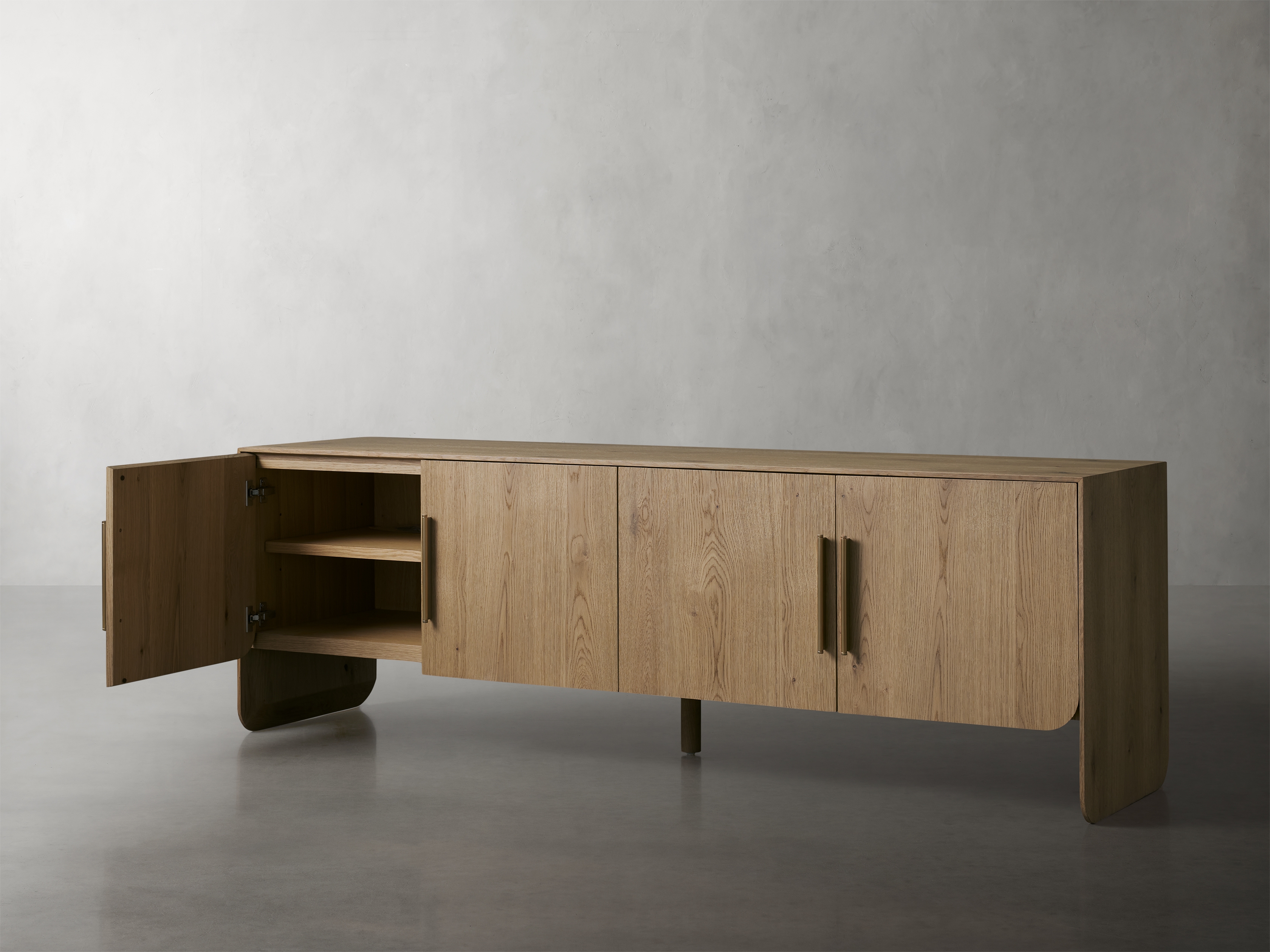 Felton Media Console in Wood 80" Natural  Honey  - Image 0