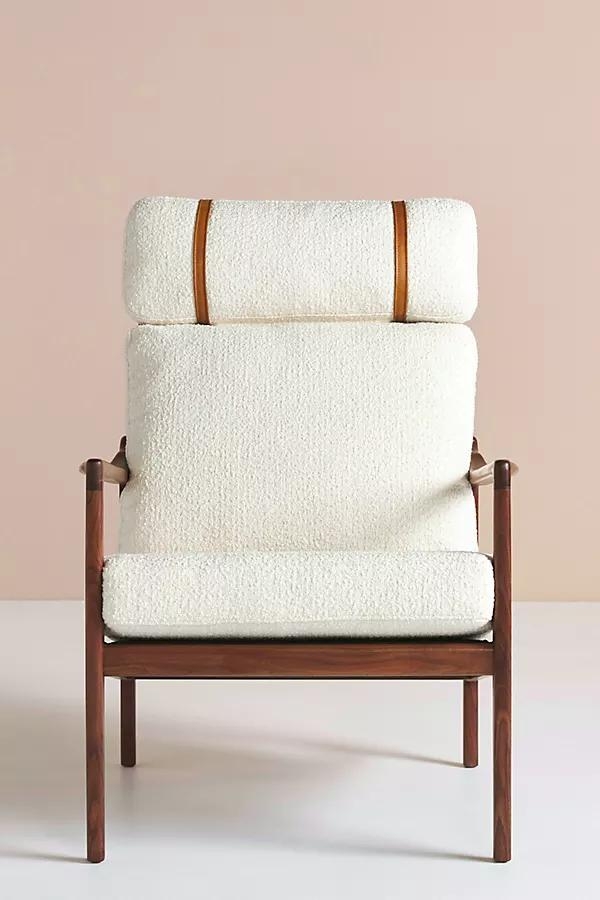 Bouclé Headrest Lounge Chair - Image 0