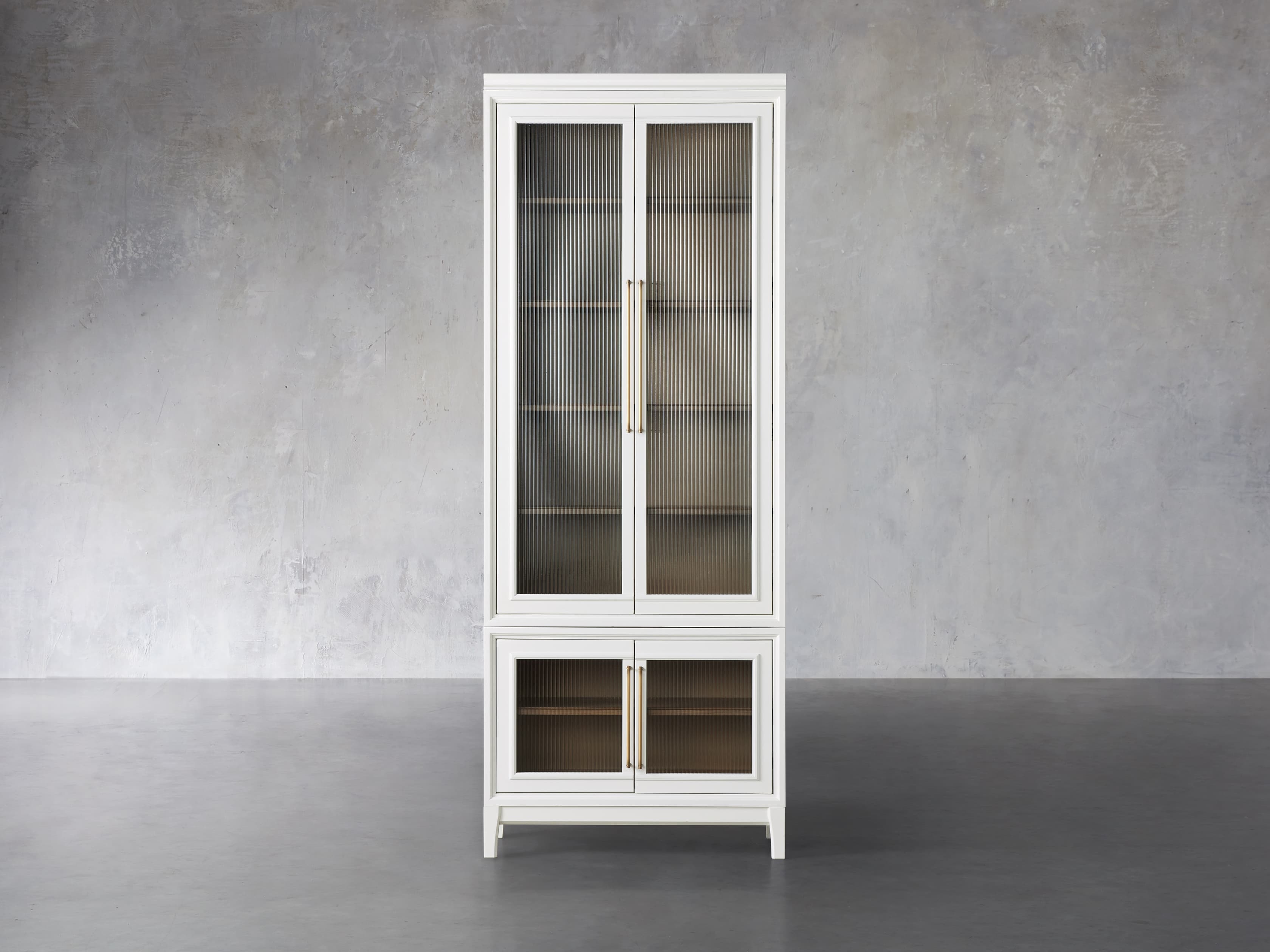 Rowan Modular Stacked Glass Cabinet in Wood Single White  Cirrus  - Image 0