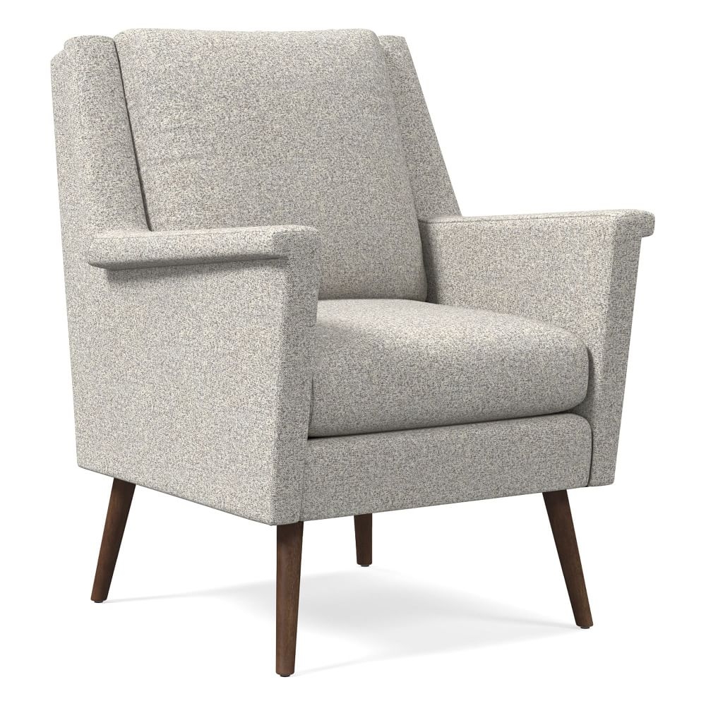 Carlo Midcentury Chair, Poly, Chenille Tweed, Storm Gray, Pecan - Image 0