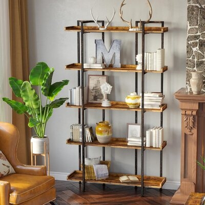 17 Stories 5-Tier Etagere Bookcase With Side Lips, Painted Metal Frame - Image 0