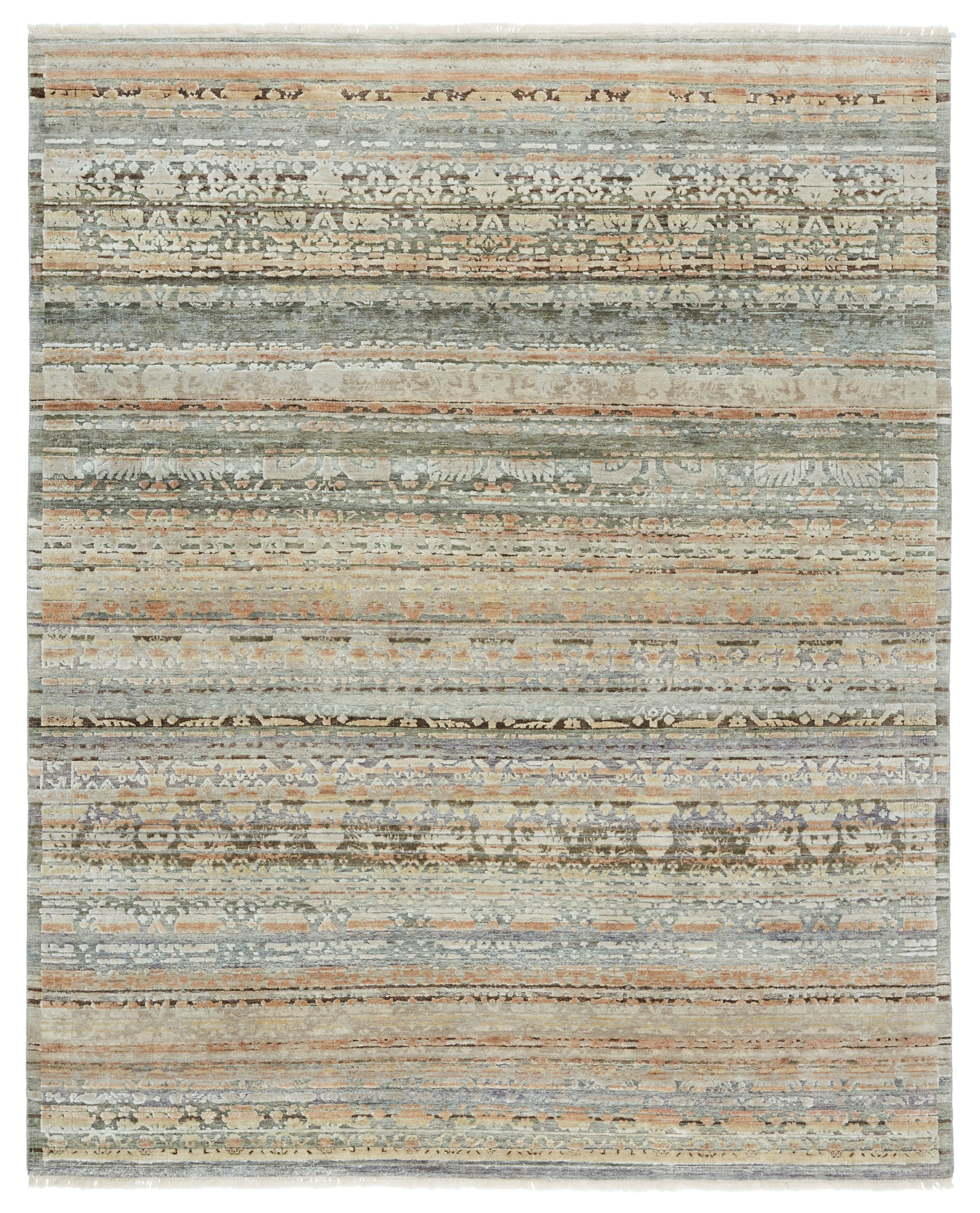 Designer Edit Lissom Hand-Knotted Trellis Tan/ Gray Area Rug (8'X10') - Image 0