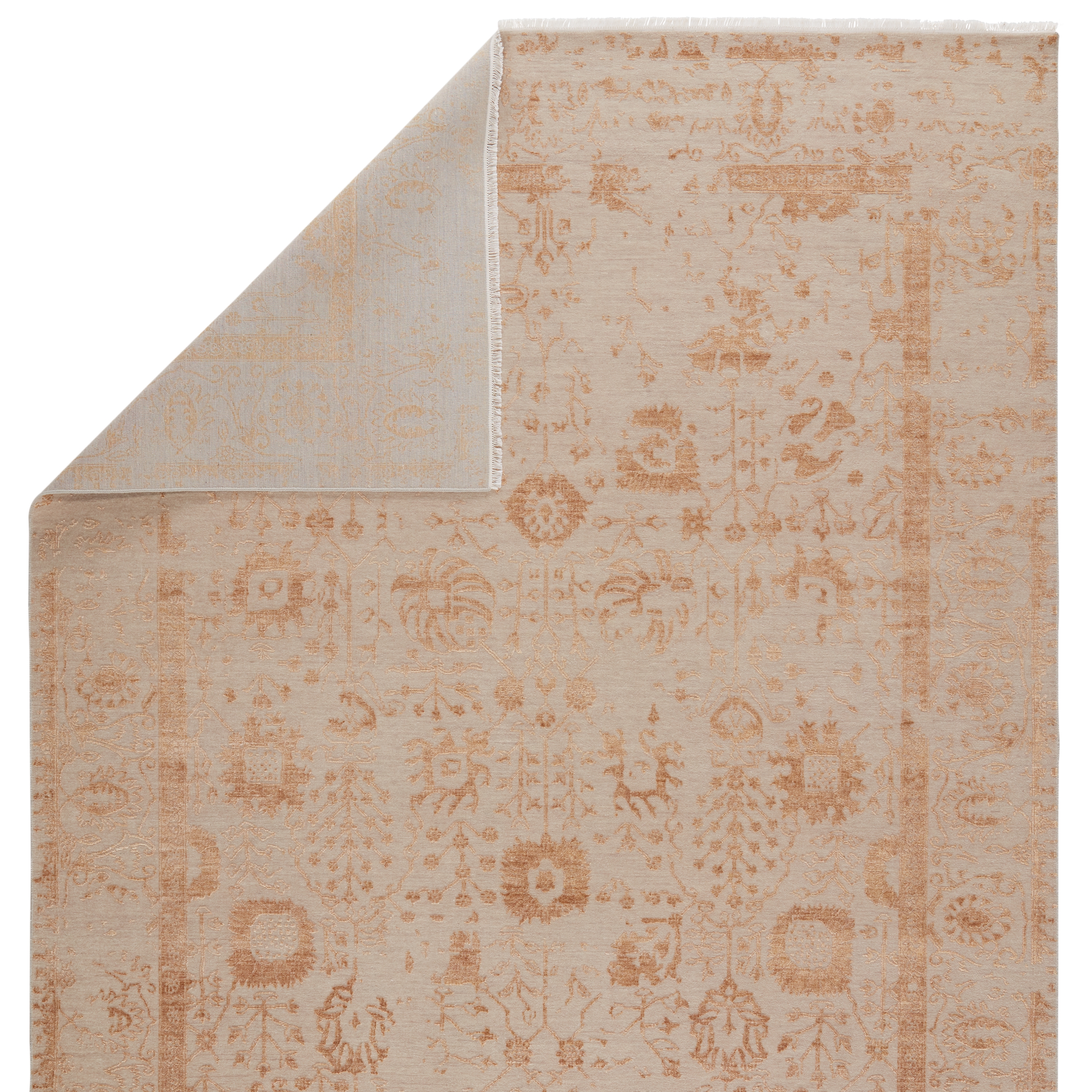 Minett Hand-Knotted Floral Gold/ Light Gray Area Rug (9'X12') - Image 2