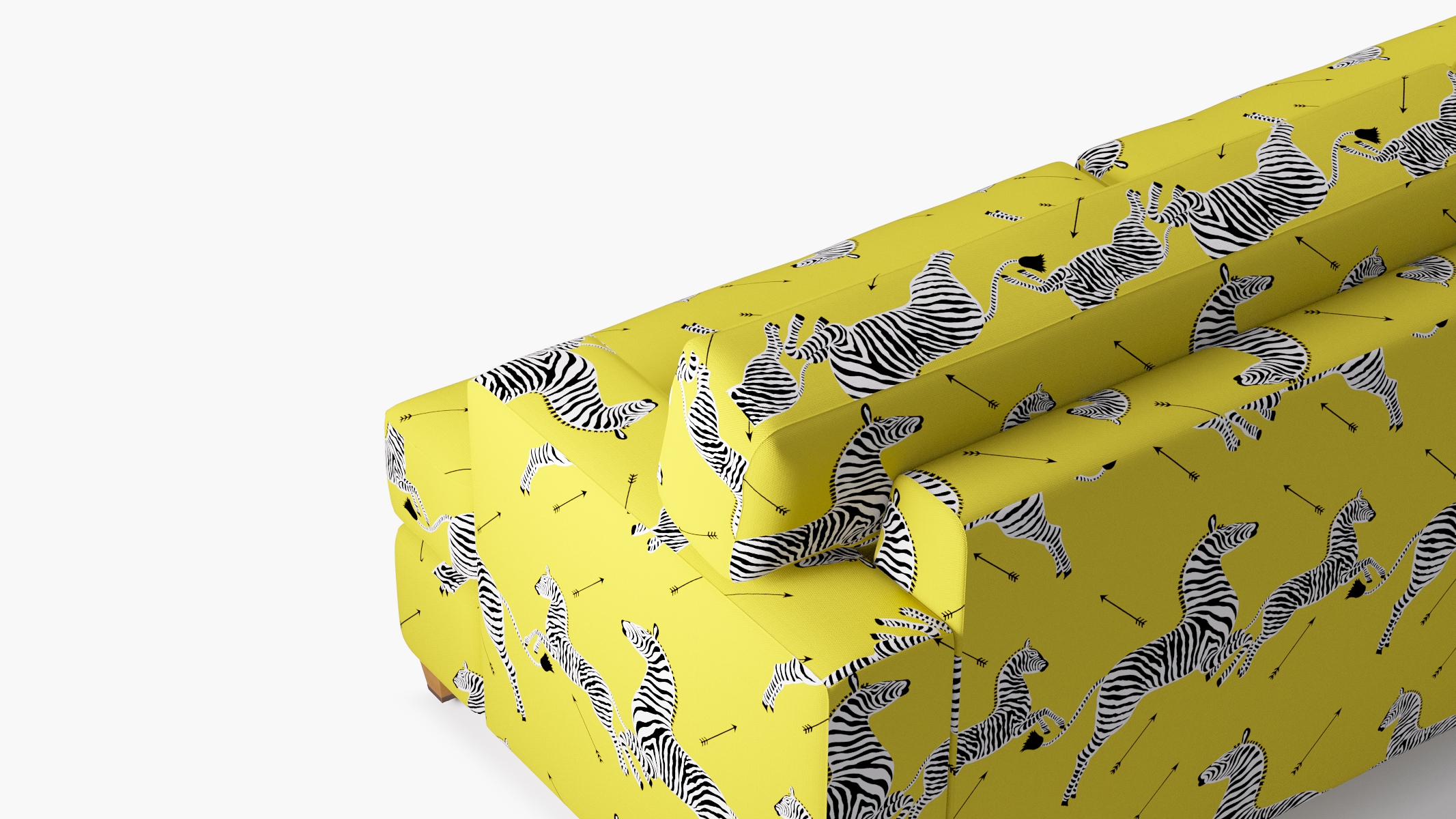 Classic Sofa, Yellow Zebra, Natural with Antique Brass Caster - Image 4