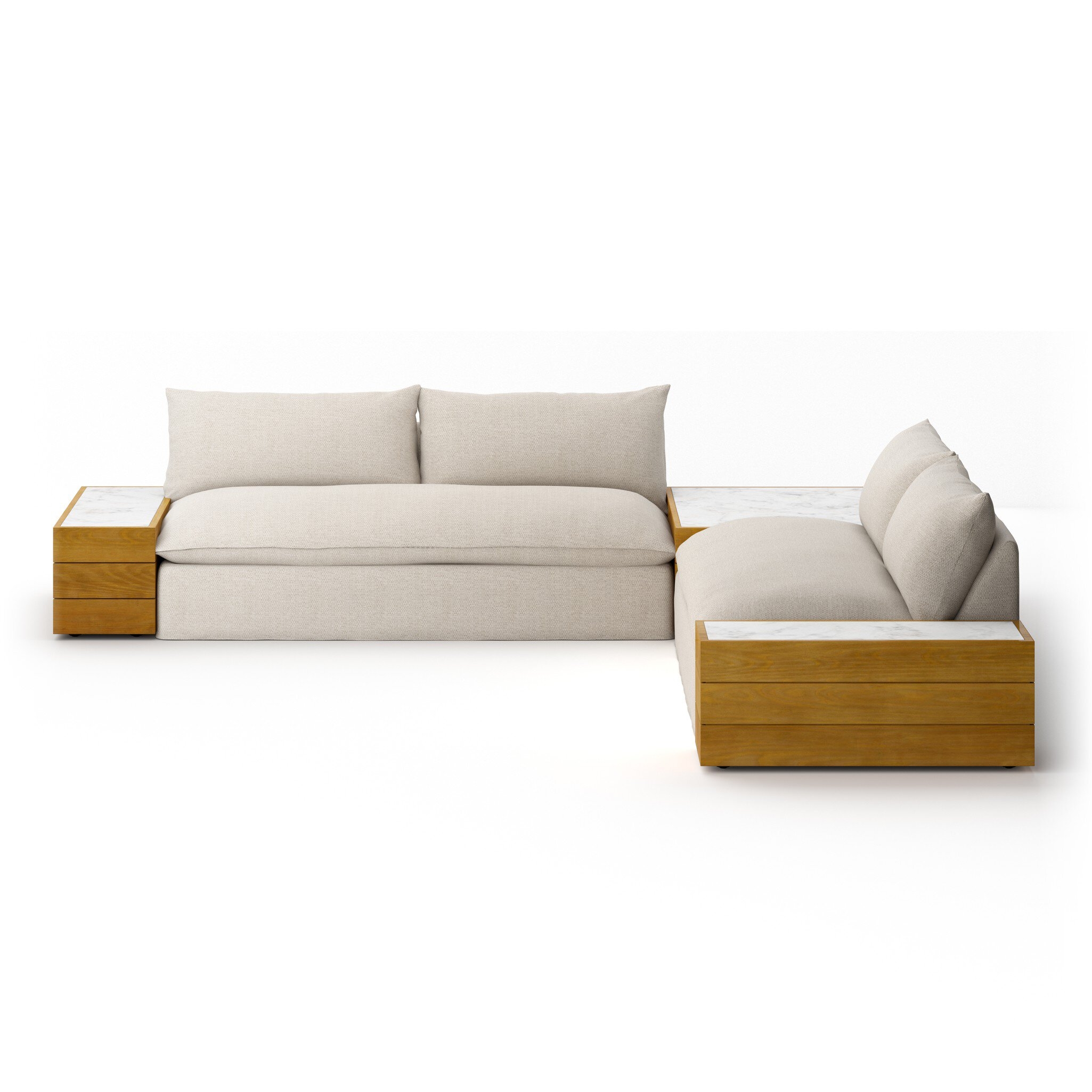 Grant Outdoor 2Pc Sectional W/ Coffee & End Tables - Faye Sand - Image 2