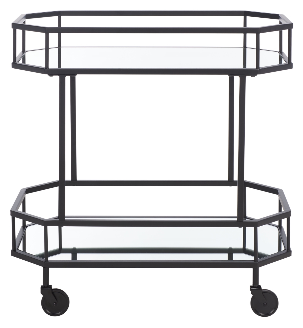 Silva 2 Tier Octagon Bar Cart - Matte / Black - Safavieh - Image 0