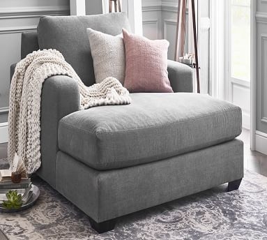 Big Sur Square Arm Upholstered Grand Chaise, Down Blend Wrapped Cushions, Performance Heathered Basketweave Dove - Image 3