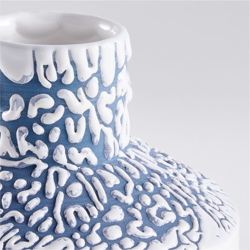 Danice White and Blue Small Ceramic Vase - Image 1