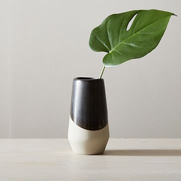 Half Dipped Stoneware Vase, Slate, Medium Skinny, 7.5" - Image 0