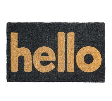 Hello Inverse Doormat, 18 x 30", Black - Image 1