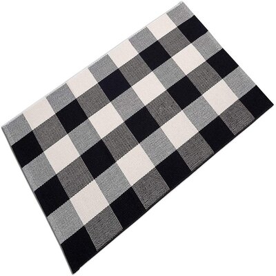 Buffalo Plaid Door Mat/Rug  Check Rugs Reversible Washable Cotton Hand-Woven Outdoor Rugs For Layered Door Mats Porch/Kitchen/Farmhouse - Image 0