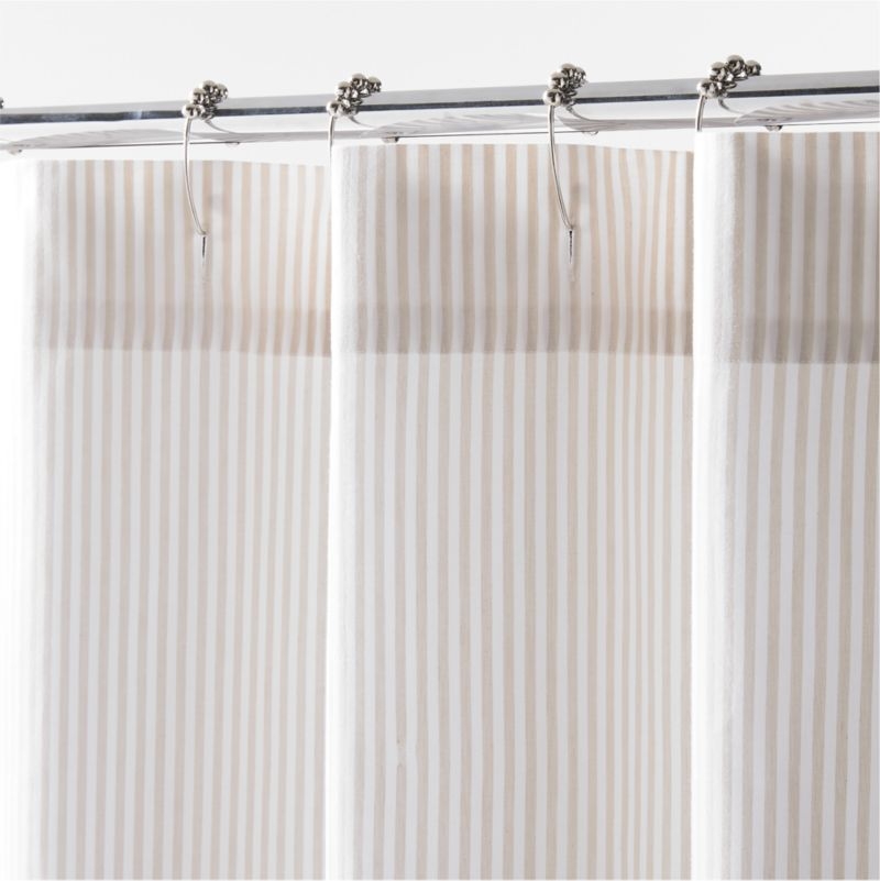 Organic Cotton Natural Taupe Classic Stripe Shower Curtain - Image 2