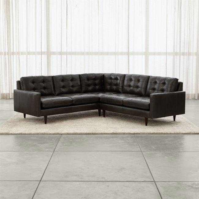 Petrie 2-Piece L-Shaped Leather Midcentury Sectional Sofa - Image 0