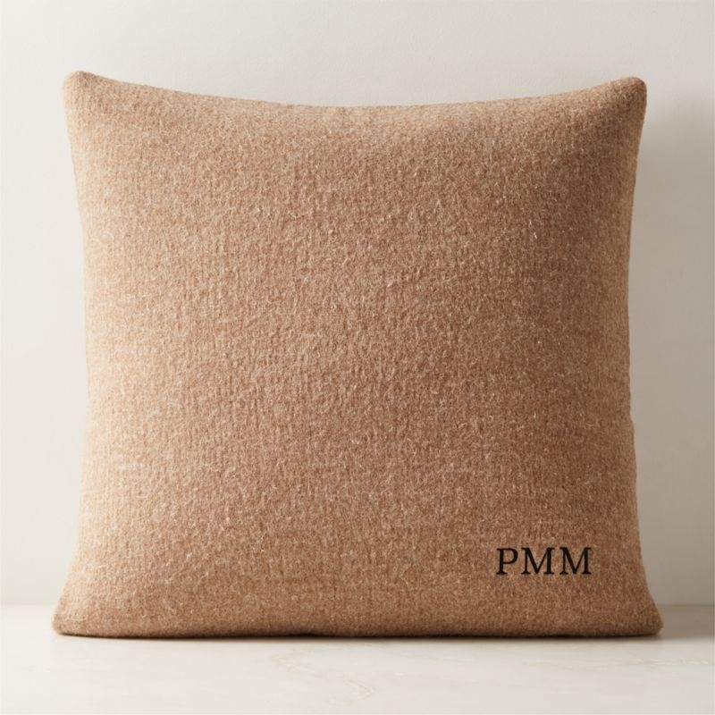 Tadeo Light Brown Boiled Wool Throw Pillow with Feather-Down Insert 23"x23" - Image 1
