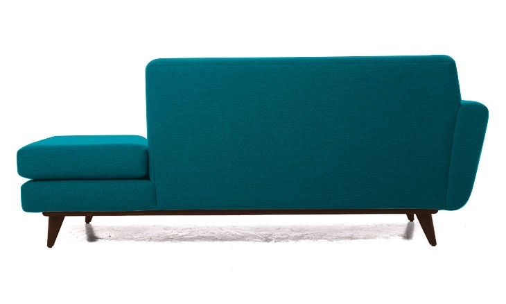 Blue Hughes Mid Century Modern Chaise - Lucky Turquoise - Mocha - Image 4