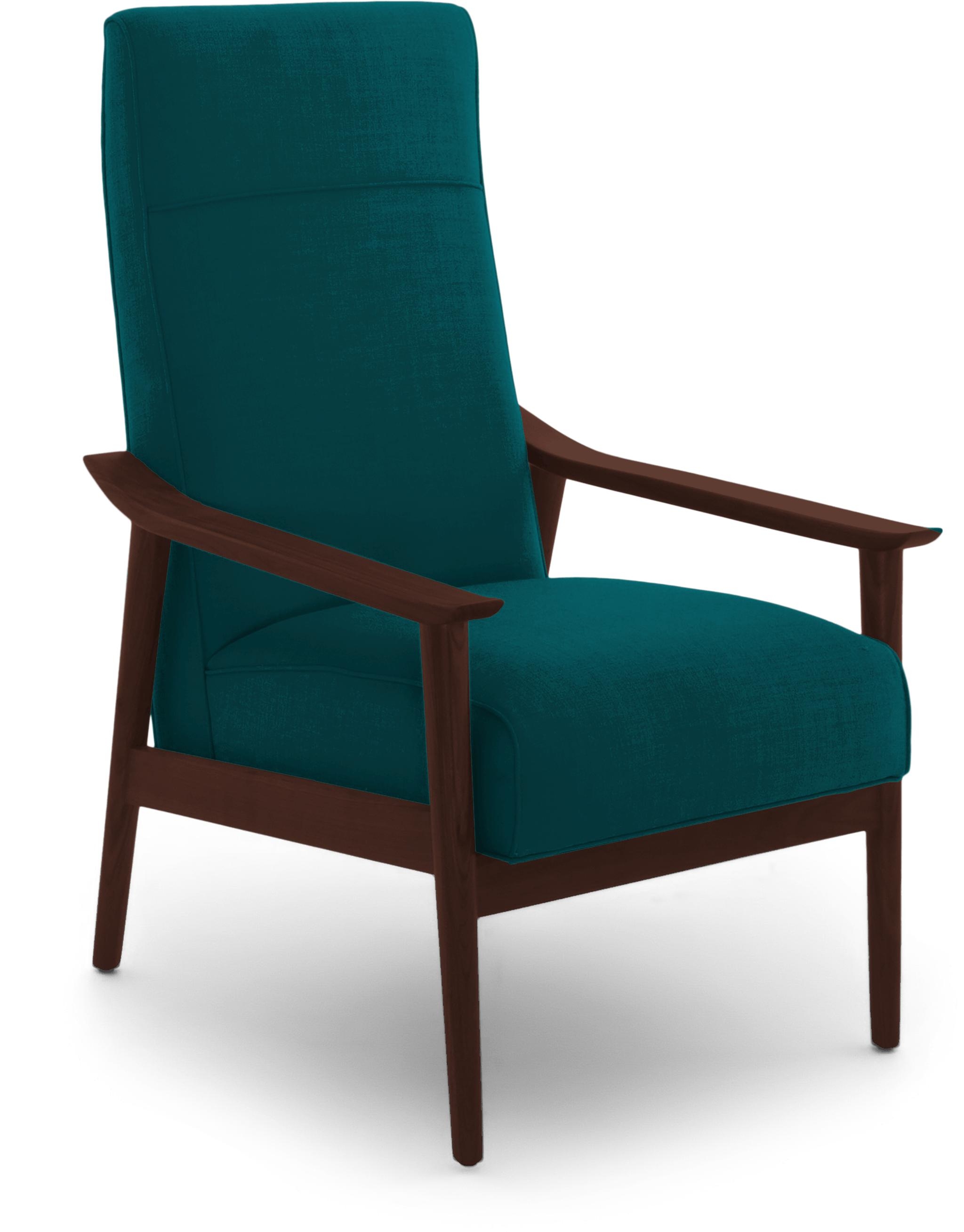 Blue McKinley Mid Century Modern Chair - Lucky Turquoise - Walnut - Image 1
