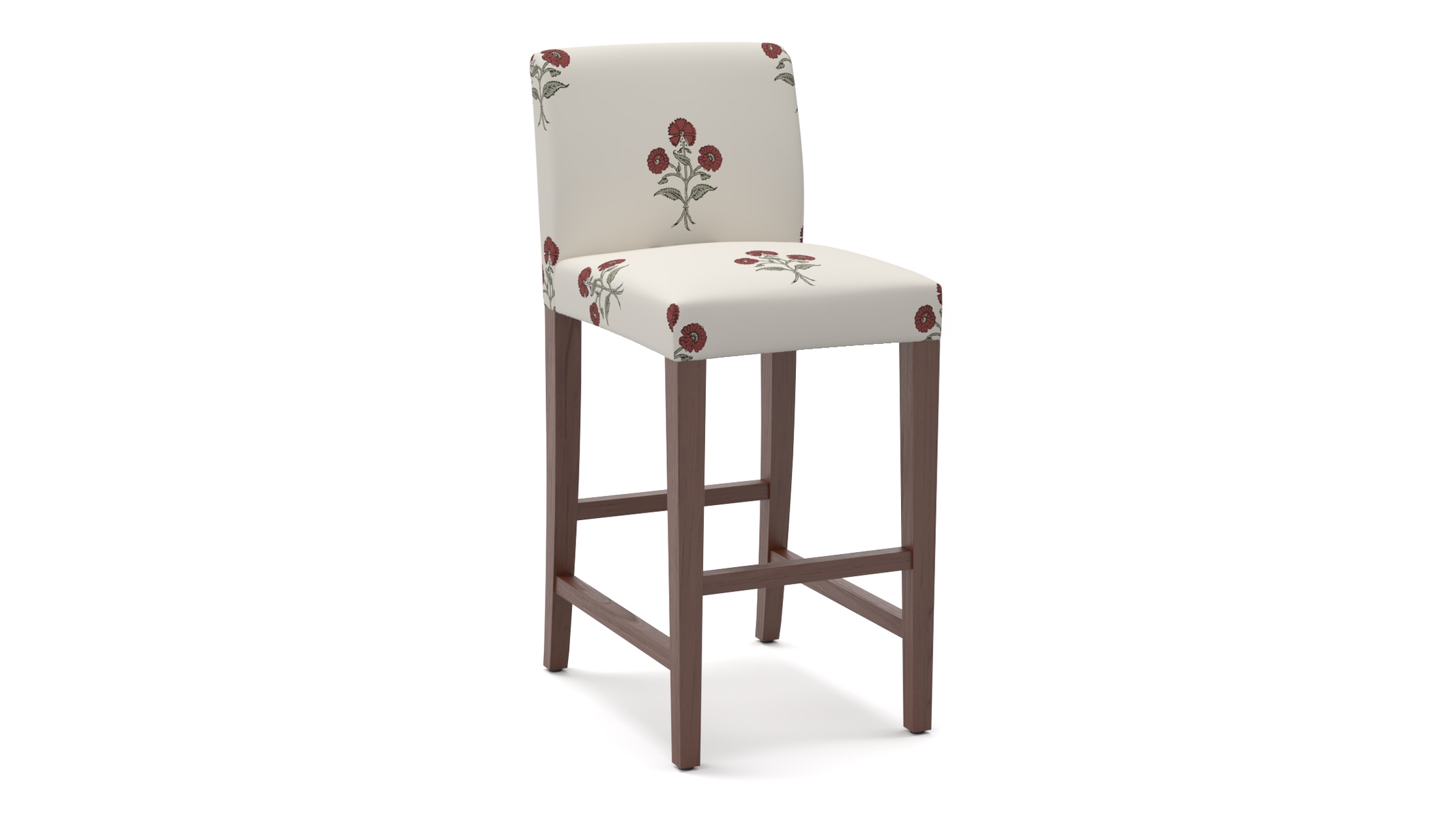 Signature Dining Bar Stool, Red Delphine, Walnut Square Tapered Leg - Image 1