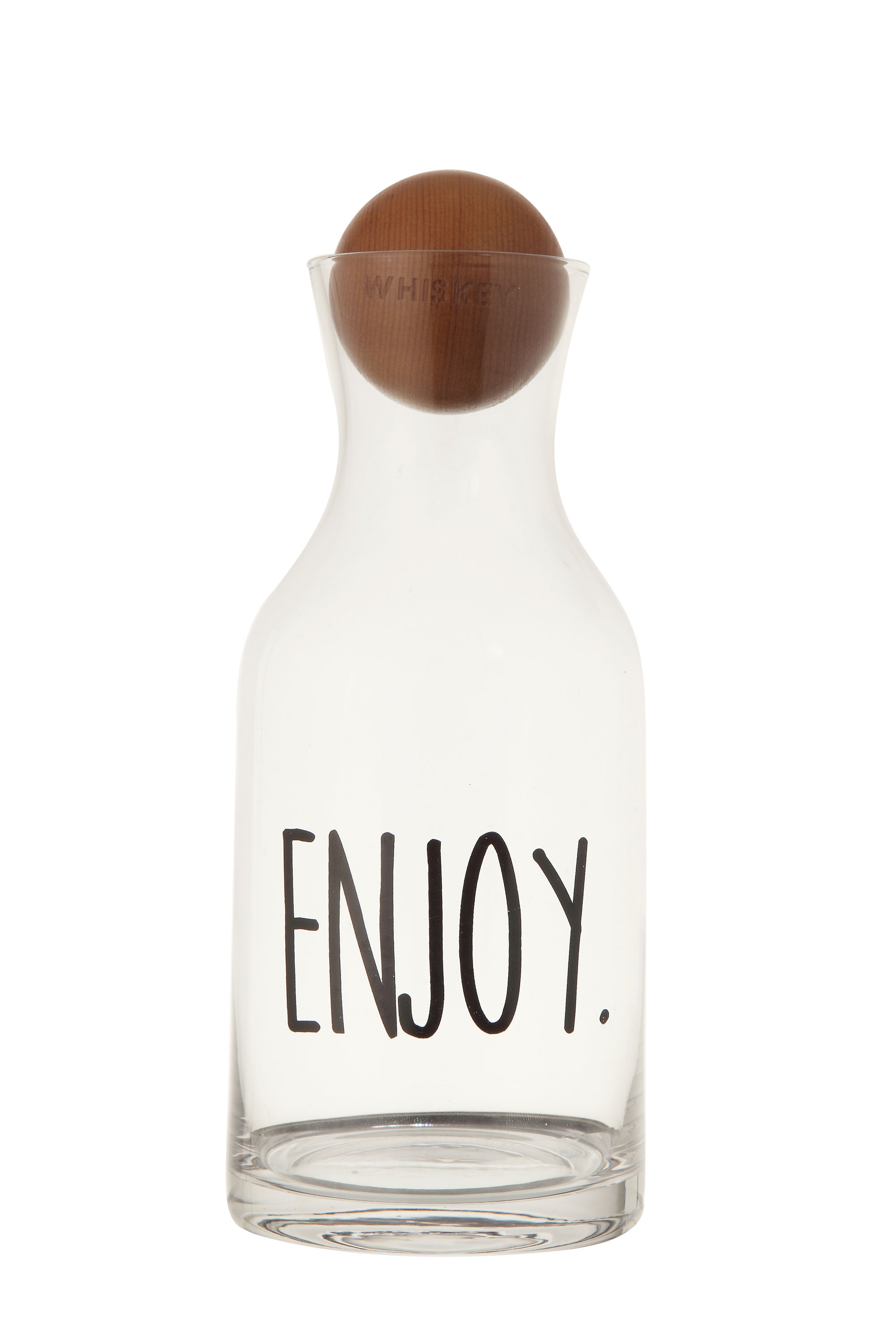 " Enjoy" Glass Decanter with Mango Wood Stopper - Image 0