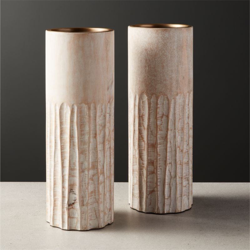 Notch Mango Wood Plllar Candle Holder Large - Image 4
