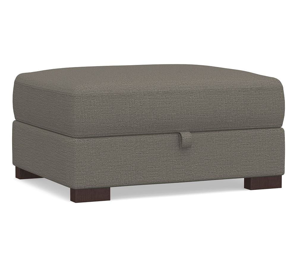 Turner Upholstered Storage Ottoman, Polyester Wrapped Cushions, Chunky Basketweave Metal - Image 0