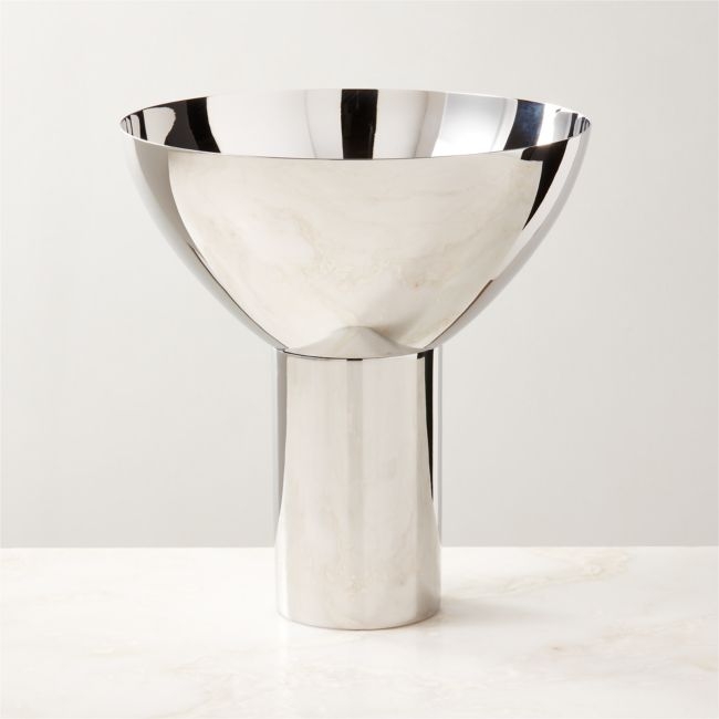 Clyme Polished Stainless Steel Pedestal Serving Bowl - Image 0