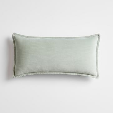 Washed Cotton Velvet Pillow 12X24, Lumbar, Mist, WE Kids - Image 0