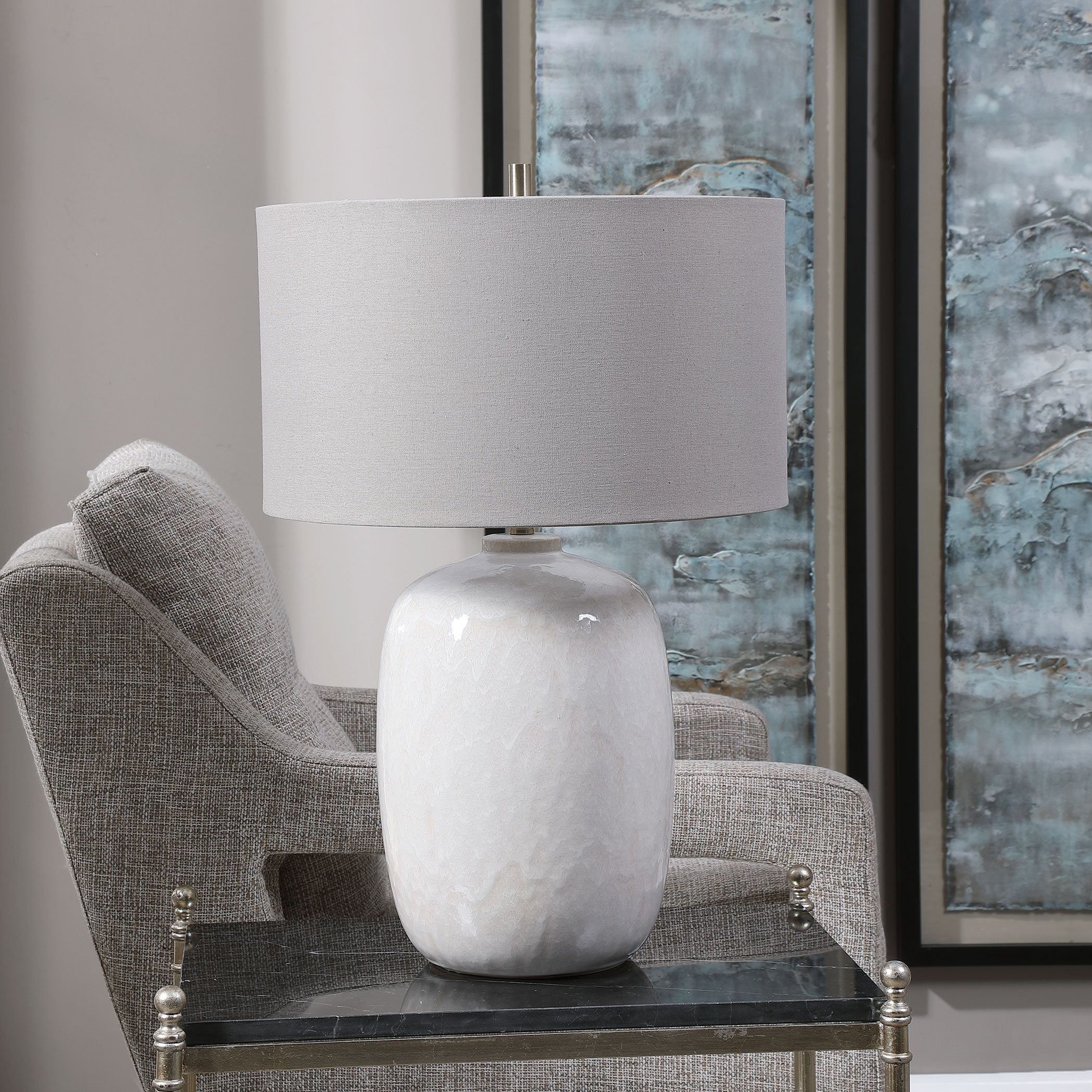 Winterscape Table Lamp, White Glaze - Image 2