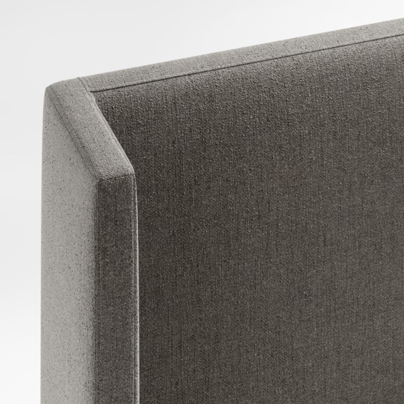 Arden 60" Dark Grey Upholstered Queen Headboard with Batten White Oak Bed Base - Image 1