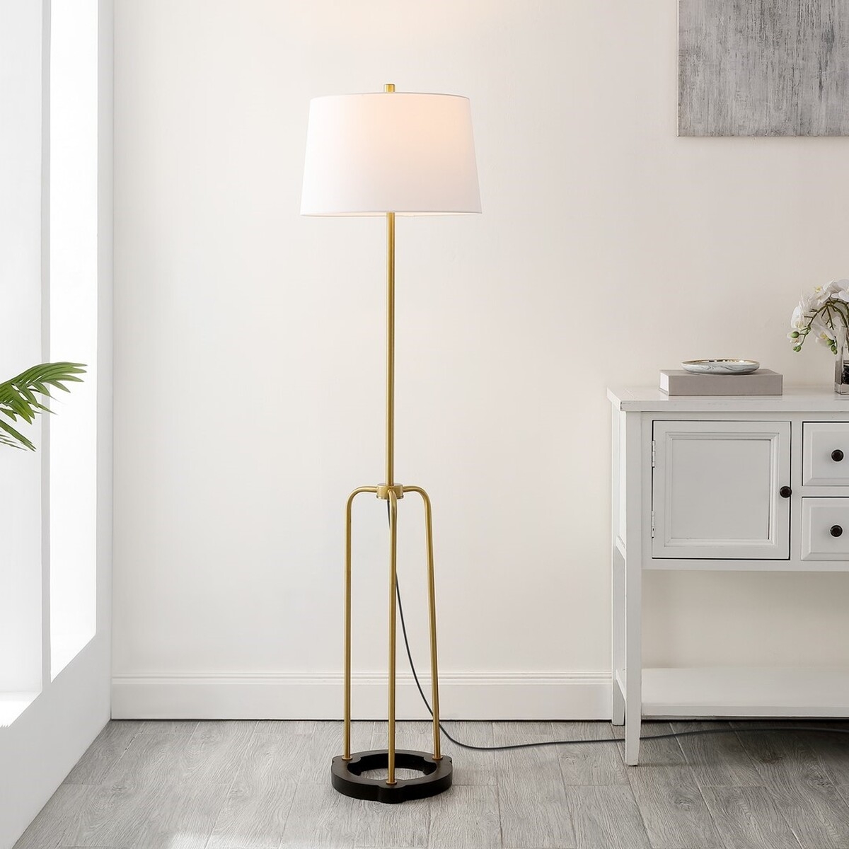 Lydie 62" Floor Lamp - Brass / Black - Safavieh - Image 1