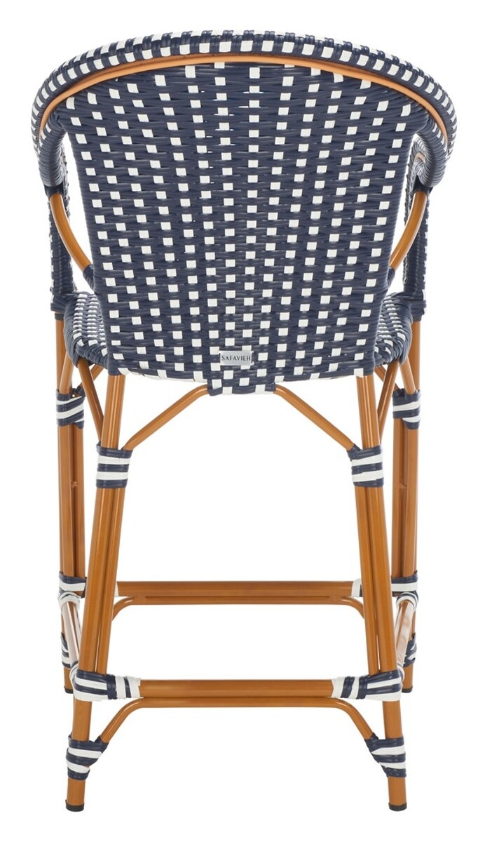 California Counter Stool W Arm - Navy/White - Safavieh - Image 8