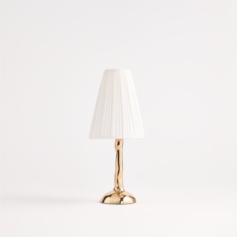 Colette Hammered Brass Mini Table Lamp with Fabric Shade 13", Set of 2 - Image 4